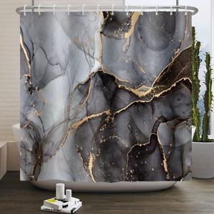 Baocicco Gray and Gold Marble Shower Curtain Modern Luxury Abstract Shower Curtains Decorative for Bathroom Bathtubs Waterproof Fabric Shower Curtain with Hooks 72x78 Inches (Grey)