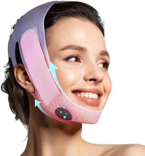 JUSRON V Line Face Tape Face Strap, Soft Silicone Chin Strap for Women and Men 23-27 Inches (Pink)