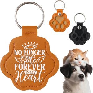 Huquary 2 Pcs Pet Memorial Gifts Pet Hair Keychain with Memorial Quote for Dogs Cats Paw Print Leather Keychain for Dog Cat Christmas Gifts Fur Keepsake Keyring Cat Dog Lovers
