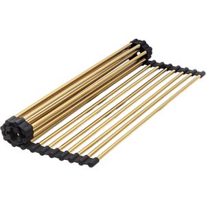 Gold Over Sink Dish Drying Rack - 17.7 x 13.4Roll Up Dish Drying Rack, Silicone Wrapped Kitchen Rolling Dish Drainer, Anti-Slip Foldable Sink Rack Mat, Multipurpose Dish Racks For Kitchen Counter