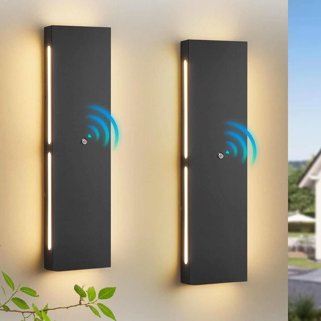 Dusk to Dawn Outdoor Wall Sconces, Modern LED Garage Light Fixtures, 24 Inches