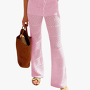 Saodimallsu Womens Beach Cover Up Pants Boho Crochet Knit High Waist Drawstring Sheer Hollow Swim Pant Swimwear 29.5x38