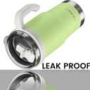 24oz Hygienic Insulated Tumbler with Handle 100% Leakproof Lid with Removable Spout & Straw, Reinforced Vacuum-Protection Base, Cup Holder Friendly, for Travel,Office & School-Key Lime
