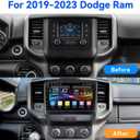4+64G Car Radio for Dodge Ram 9 inch Touch Screen 2019 2020 2021 2022 2023 2024 Stereo,Wireless Carplay/WiFi/Bluetooth/EQ Audio/Andriod Auto/AM/FM/Navigation/AHD Camera