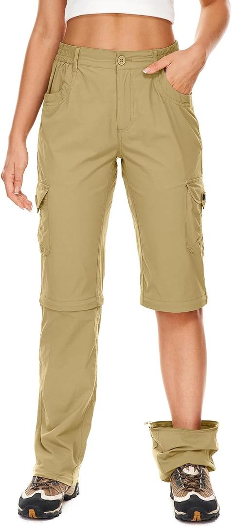 Women's Hiking Pants Convertible Quick Dry Lightweight Zip Off Fishing Travel Safari Pants (10)