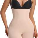 SHAPERX Shapewear for Women Tummy Control Open Bust Thigh Slimmer Body Shaper (Medium, Beige-(high Waist Control Panty))
