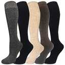 Warm Knee High Socks for Women-Thermal Cotton Socks for Hiking,Work,Winter,Gifts (Medium, 5 Black Pack Women)