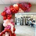 Valentines Day Gradient Heart Balloon Garland Arch Kit, 156pcs Red Pink Balloons with Large Size Gradient Heart Foil Balloons for Valentines Day Decoration Wedding Engagement Party Supplies