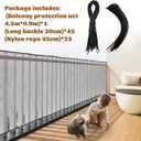 Hosuly Banister Guard 10 x 3 ft Balcony Netting for Kids Pets Stairway Safety Net Baby Fence Door Balcony Netting Safety Mesh Stair Net with No Drilling for Apartment Railing(Black)