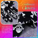 Latious Skull Long Finger Satin Gloves Black Skull Elbow Length Gloves Halloween Cosplay Costume Accessories for Women