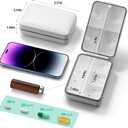 Weekly Pill Organizer, Extra Large Pill Box with Labels and Storage Bag, 8 GRIDS Medicine Pill Organizer, Moisture-Proof Airtight Travel Pill Case for Vitamin, Medicine, Supplement Organizer, White