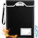 Fireproof Bag with Lock (5200), BALAPERI 15x 11Fireproof Document Bag, Fireproof Money Bag for A4 A5 Legal Letter Size Document, Tablet, Valuables, Jewelry, Cash and Passport (Black)