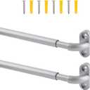 TYRON 2 Pack Screwed Sash Curtain Rod Adjustable 30-40 Inch, 3/8 In. Diameter, French Door Curtain Rods (Nickel)