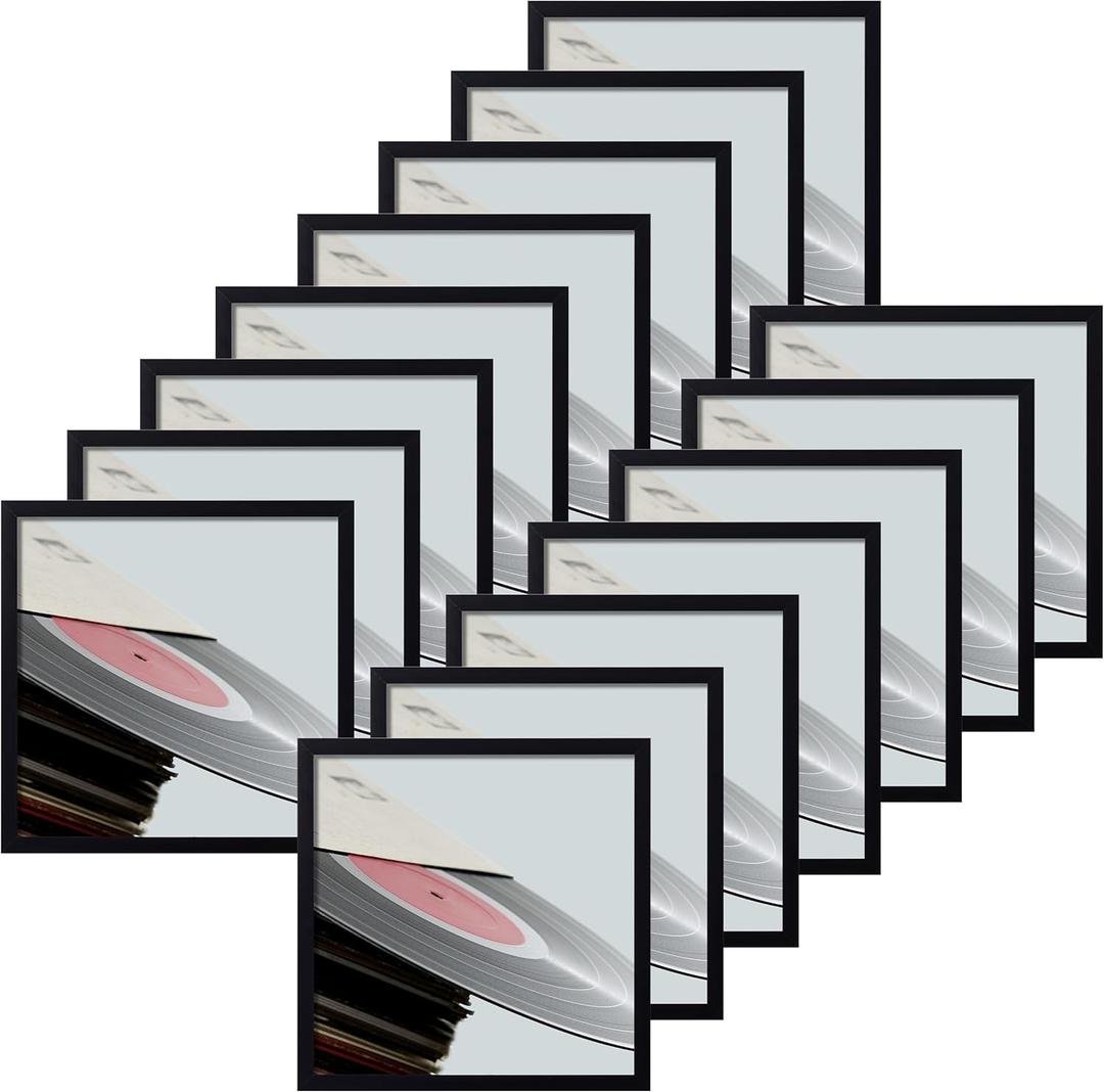 eletecpro 12.5x12.5 Vinyl Record Frame, Matte Black Album Picture Frame Fits 12x12 LP and Cover, Sturdy Lightweight Wall Art Display for Home and Music Studio Gallery Decor, Easy Wall Mount, 15 Pack