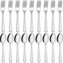 Unokit 20 Piece Spoons and Forks Set Silverware Set - Forks and Spoons Food Grade Stainless Steel Silverware for Home, Kitchen and Restaurant, 10 Fork and 10 Spoon, Mirror Polished&Dishwasher Safe