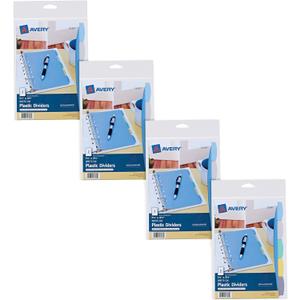 Avery Write & Erase Durable Plastic Mini Dividers for 3 Ring Binders and 7-Ring Binders, 5.5" x 8.5", 5-Tab Sets, Multicolor, 4 Binder Divider Sets (21982)