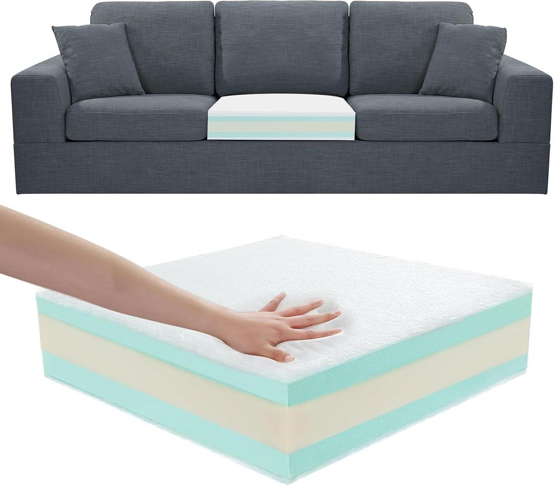 Extra Thickness 5 Layer Couch Cushion Replacement, 22"x22"x6" Sofa Cushion Replacement, Memory Foam Upholstery, Supportive & Soft Sofa Foam with Removable Cover