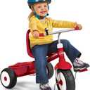 Radio Flyer Deluxe Steer & Stroll Trike, Red, for Kids 2-5, 2-in-1 Parent Steer Tricycle, Removable Push Handle, Adjustable Seat, Steel Frame, Covered Storage Bin, Tricycle for Toddlers and Kids