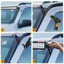 Wsays 50" Curved LED Light Bar Upper Roof Windshield Mounting Brackets Compatible with Jeep Grand Cherokee 1999-2004