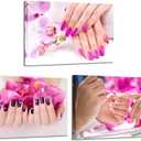 KREATIVE ARTS 3 Pieces Canvas Prints Purple Orchid Flowers Nail-Painting Wall Art Hands Spa Pictures Beauty Salon Manicure Posters Printed On Canvas for Nail Salon Walls Decor 16x24 inch x 3pcs