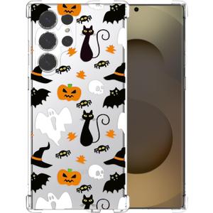 Clear Halloween Phone Case for Samsung S25 Ultra,Ghost Pumpkin Pattern Cover Soft Bumper Protective Cute Boys Girls Phone Case for Samsung S25 Ultra-Ghost Pumpkin