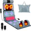 Full Body Massage Mat, Detachable Neck Massager & Foot Massager, 10 Vibration 3 Strength Adjustments Electric Heating Back Massage Pad with Head Pillow & Lumbar Pillow, Gifts for Mother Mom Men