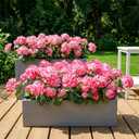 Fake Geraniums Artificial Flowers for Outdoors Outside, 6 Bundles Pink Silk Geraniums Fake Flowers Plants UV Resistant Realistic Faux Flowers for Outdoor Planters Garden Balcony Yard Porch Indoor