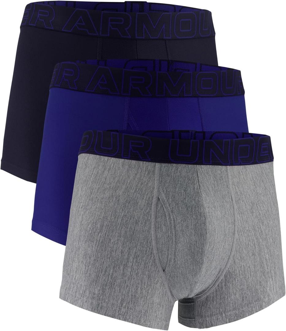 Under Armour Men's Multi-Pack Performance Tech Trunk, Boxer Brief with 3" Inseam, Ultra-Soft (Large, Royal Heather - Core 3-pack)