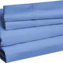 Amazon Basics Lightweight Breathable, Wrinkle Resistant Microfiber 4-Piece Bed Sheet Set with 14-Inch Deep Pockets, Full, Dutch Blue, Solid