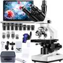 Trinocular Microscope 40X-5000X Magnification Laboratory Grade with Dual Mechanical Stage and HD USB Camera Microscopes for AdultsAdult Trinocular Microscope with Electronic Eyepiece (White)