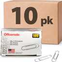 Officemate Premium #1 Paper Clips, 1,000 Paper Clips (10 Boxes of 100 Each) (99916) , Silver