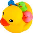 Bath Duck Toys 4 Pcs Colorful Rubber Duck Family Squeak Ducks Baby Shower Toy for Toddlers Boys Girls (Colorful Duck Family)