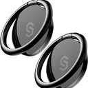 Syncwire Cell Phone Ring Holder Stand [2 Pack], 360 Degree Rotation Finger Ring Kickstand with Polished Metal Phone Grip for Magnetic Car Mount Compatible with iPhone, Samsung, LG, Sony, HTC (Black)