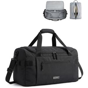 BAGSMART Travel Duffel Bags for Women, 32L Gym Duffle Bag with Laptop Compartment, Carry On Weekender Overnight Bag, Shoe Bag, PVC Wet Pocket, Black