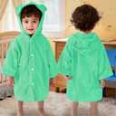 VOOVA & MOVAS Mint Green Baby Hooded Towel for Boys and Girls | 100% Cotton Newborn Towel | Ultra Soft Absorbent Infant Hooded Towel | Bear Ear, 0-24 Months for Bath Pool Beach 
