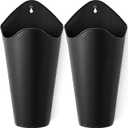 Mkono Galvanized Metal Wall Planter Farmhouse Wall Vase for Artificial Plants Flowers, Rustic Hanging Fake Flowers Holder Country Home Bedroom Living Room Decor Set of 2, Black, Small