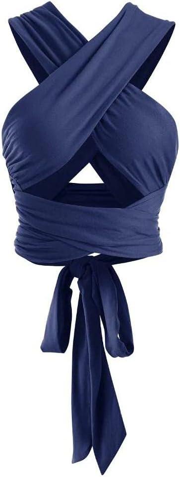 ZAFUL Womens Ribbed Halter Crop Top Ruched Lace-up Cropped Cami Bandana Top Criss Cross Wrap Print Tank Top (One Size, Blue-2)