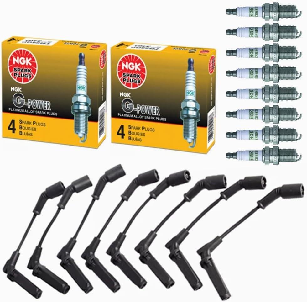 Wires Set & NGK Spark Plug Compatible with LS1 LS2 LS3 LS6 LS Chevy Chevrolet Silverado Tahoe Suburban GMC Sierra Cadillac 5.3 4.8 5.3 6.0 6.2 V8 for 9748UU 9748HH 9748RR 41-962 41-110