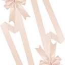 6 Pieces Christmas Cabinet Bows Adjustable Straps Large Ivory Velvet Cabinet Door Bows for Xmas Kitchen/Garage/Farmhouse Decor (Ivory)