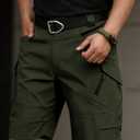 Men's Tactical Cargo Shorts Lightweight Stretch Ripstop Hiking Work Shorts with 9 Pockets Waterproof Casual Shorts (No Belt) L