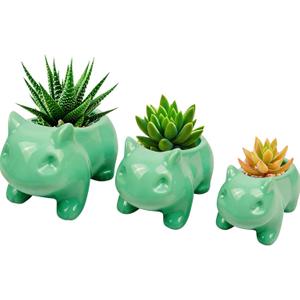 3 Pack Succulent Plant Pots, Ceramic Planters Mini Cute Animal Planters for Potted Plants Cactus Flowers Home Decor Crafts Gifts