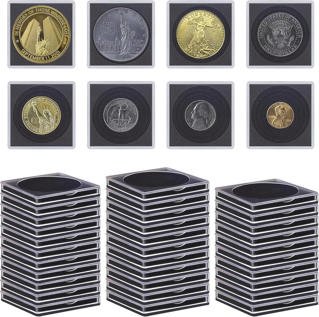 40 Pcs Clear Coin Collection Holders with Sponges 43mm Coin Capsules Morgan Silver Dollar Coin Snap Holder Protectors for Collectors (8 Adjustable Diameters: 19/21.5/24.5/27/31/33/38/40mm) (40)