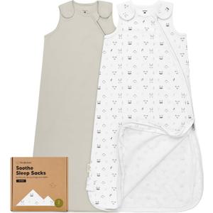 2-Pack Organic Baby Sleep Sacks, 100% Cotton - Soft & Breathable 0.5TOG Baby Wearable Blanket, Toddler Sleeping Sack 0-6 months, Easy to Wear Transitional Swaddles for Newborns, Infants (Nordic, S)