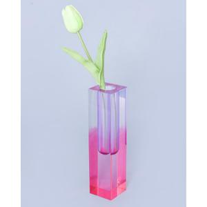 Acrylic Vase, Bud Vase for Centerpieces, Maximalist Decor Cute Flowers Vases for Modern Home, Office, Bedroom, Living Room, Dining Table (Pure Purple, Peach Powder)