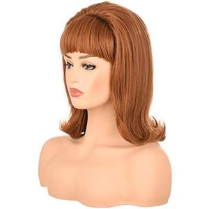 morvally Light Brown Women Retro Beehive Synthetic Hair Wigs for Ginger Cosplay Halloween Use