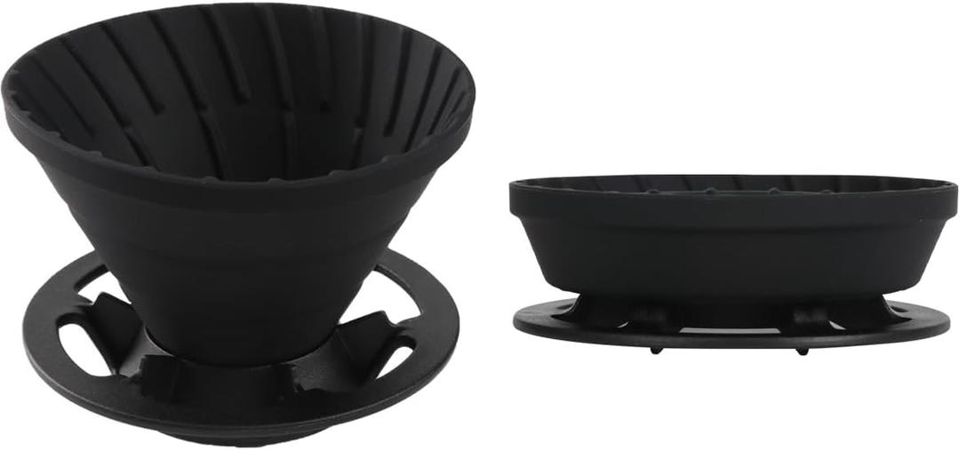 Pour Over Coffee Dripper Collapsible Silicone Filterfilter Coffee Funnel, Single Serve Coffee Drip Cone for Camping, Travel, Hiking, Backpacking(Black)