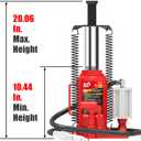 BIG RED 20 Ton Hydraulic Aluminum Alloy Pump/Pneumatic Quick Lift Welded Car Bottle Jack, Longer Lifespan, Ideal for Car, Pickup, Truck, SUV, Industrial Engineering