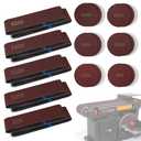 Sanding Belts & PSA Sanding Discs Set - 10 Pack 4x36 Inch Aluminum Oxide Belts (80/120/150/240/400 Grit) and 18 Pack 6-Inch Self-Adhesive Discs (80/100/120/180/240/400 Grit) for Wood, Metal Polishing
