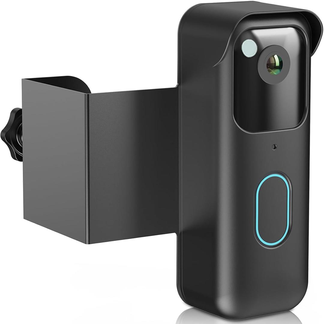 Anti-Theft Blink Doorbell Mount, Drill-Free Door Mount for Blink Video Doorbell (2nd Gen), Doorbell Bracket Holder with Rain Cover Not Block Doorbell Sensor Easy to Install for Business, Dorm, Rentals (Dark Black)
