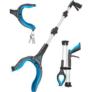 32inch Grabber Reacher Tool for Seniors, Foldable Reacher Grabbers Pickup Stick with Anti-Slip 360° Rotating Jaw, 4" Wide Extended Claw with Magnet for Disabled, After Surgery Recovery